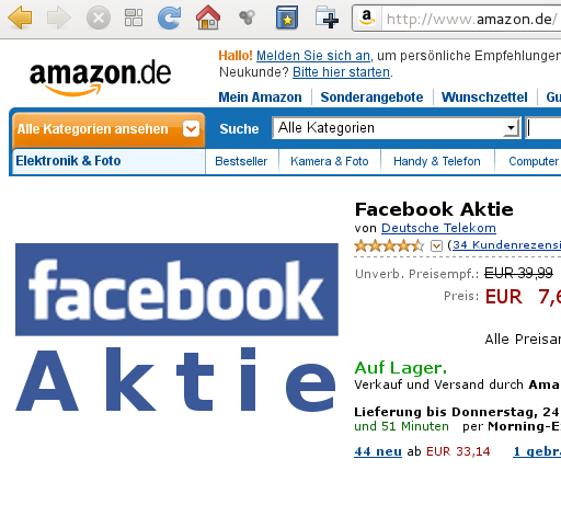 Facebook-Aktie auf Amazon